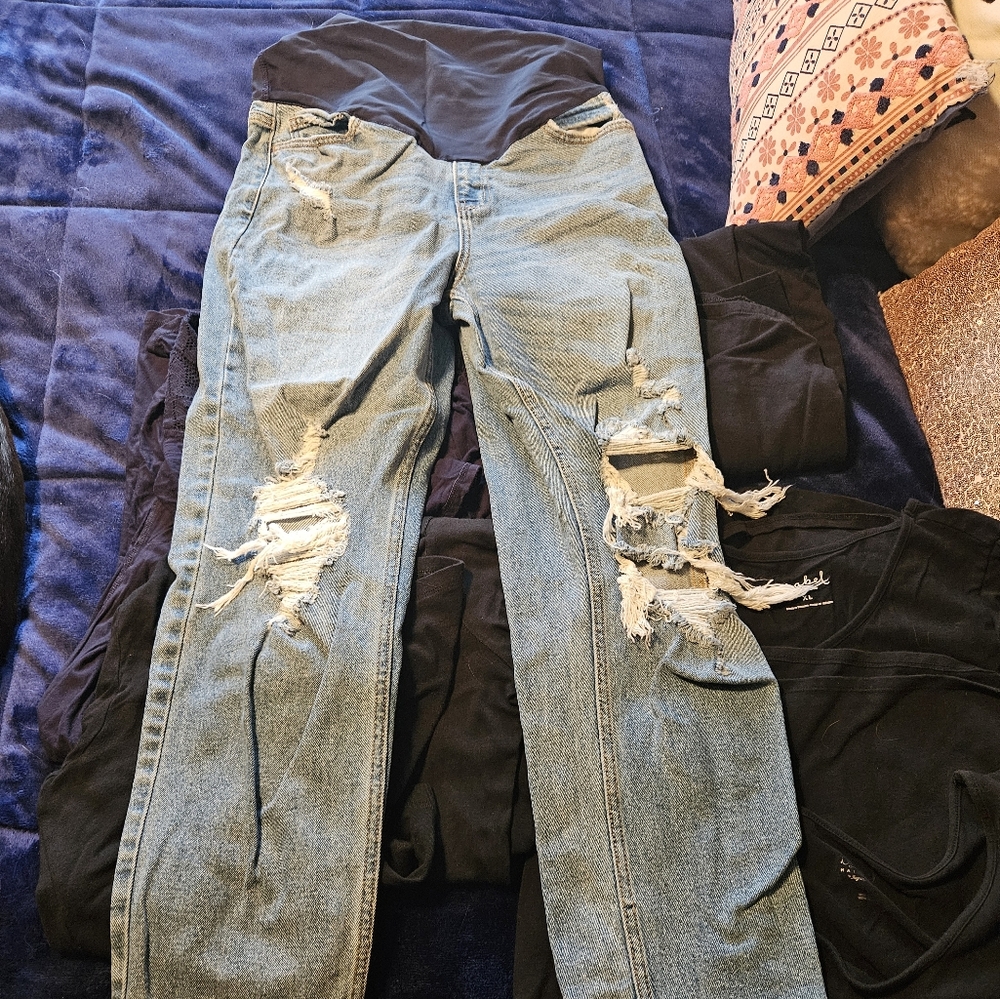 Pink blush maternity jeans